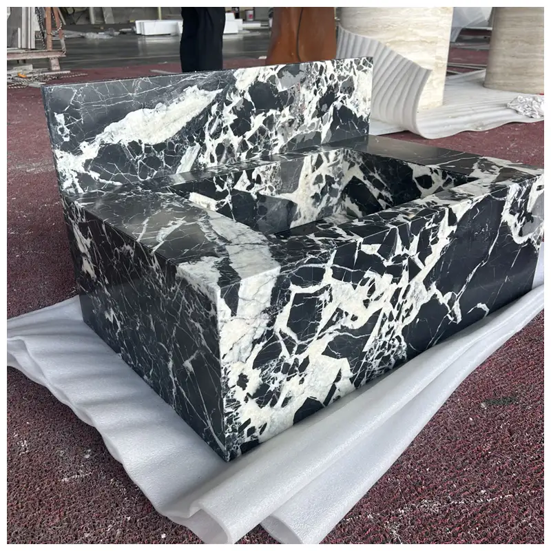 Noir Grand Antique Marble Integrated Bathroom Sinks